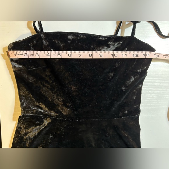 Black velvet A line square neckline mini dress Sz S - Picture 7 of 8